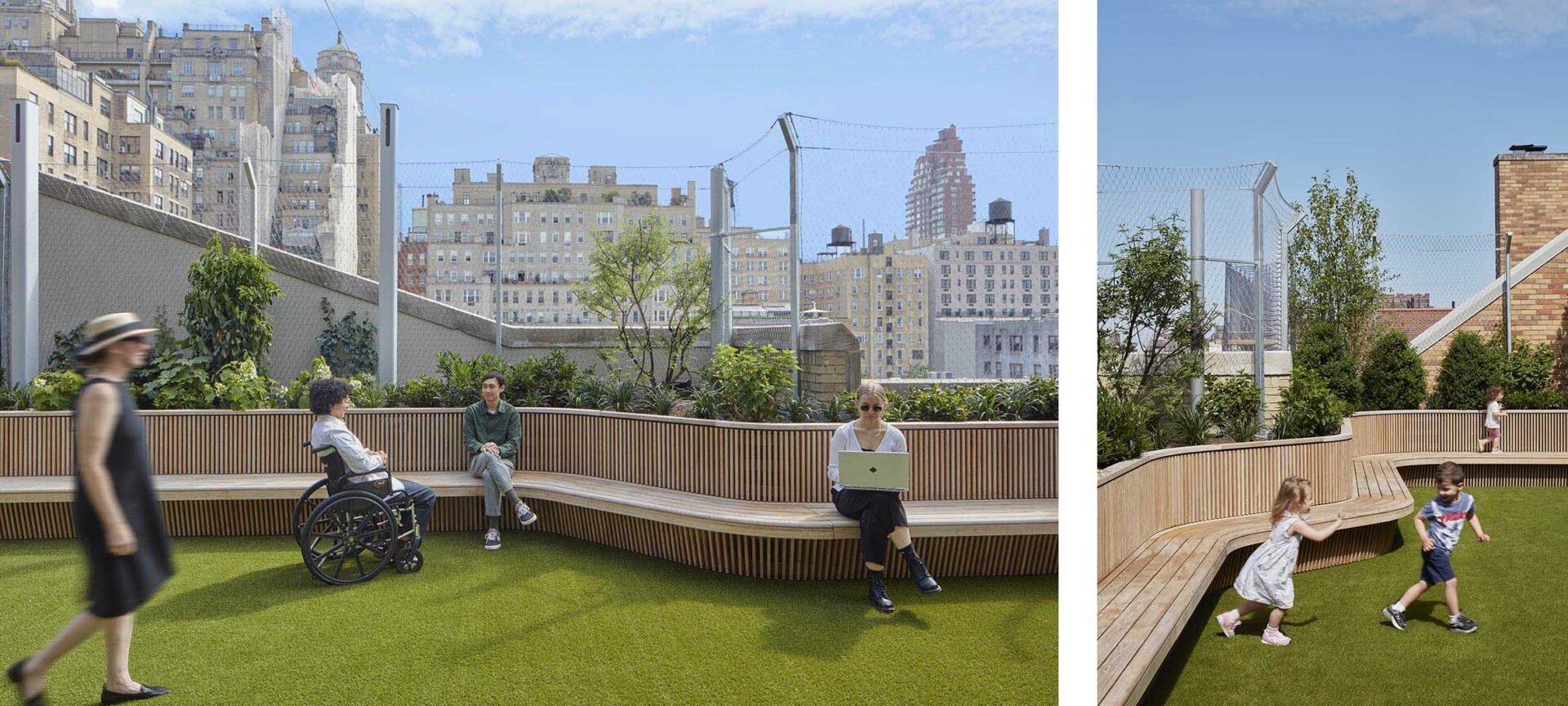 Photos of roof terrace at Congregation Rodeph Sholom designed by MBB Architects